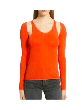 Helmut Lang Summer Camp Knit Top Detachable Sleeve Orange NWT - size XS